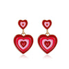Wholesale Women's Gradient Multilayer Colormatching Love Drop Earrings In Alloy With Dripping Oil Process And Double Peach Heart Design