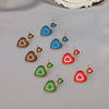 Wholesale Women's Gradient Multilayer Colormatching Love Drop Earrings In Alloy With Dripping Oil Process And Double Peach Heart Design