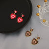 Wholesale Women's Gradient Multilayer Colormatching Love Drop Earrings In Alloy With Dripping Oil Process And Double Peach Heart Design