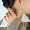Wholesale Women's Greek Exaggerated Retro Shipshaped Titanium Steel Embossed Electroplated Light Luxury Geometric Jewelry Earrings