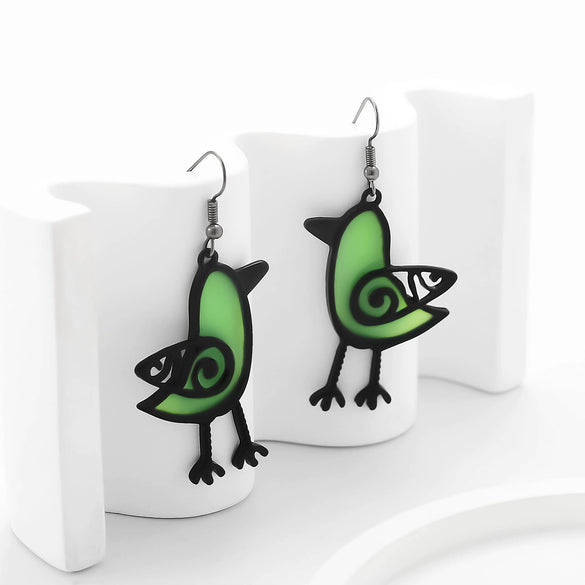 Wholesale Women's Green Bird Earrings Zinc Alloy Geometric Electroplated