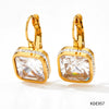 Wholesale Women's Green Square Crystal Stainless Steel Earrings With Geometric Design And Electroplating