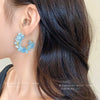 Wholesale Women's Hailanbao Geometric Handmade Small Fresh Style Round Aquamarine Earrings