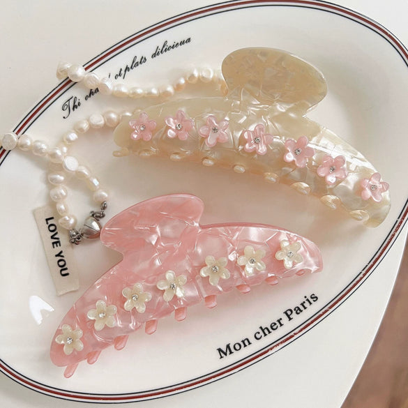 Wholesale Women's Hair Accessories Cherry Blossom Grab Clip Acetic Acid Handmade High End Head Hairpin