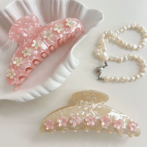 Wholesale Women's Hair Accessories Cherry Blossom Grab Clip Acetic Acid Handmade High End Head Hairpin