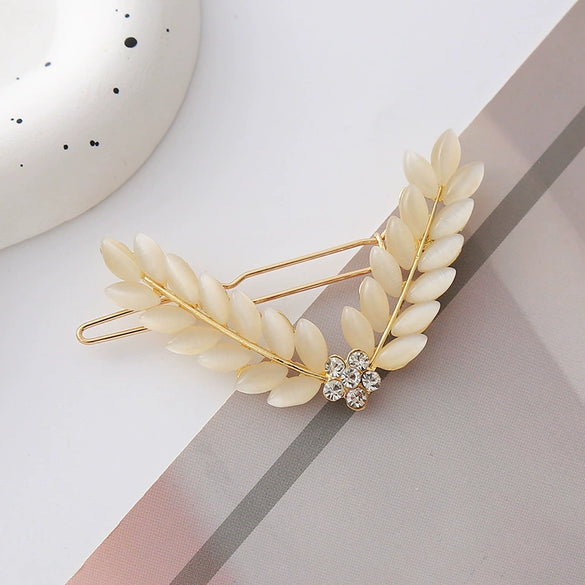 Wholesale Women's Hair Accessories Crystal Cat Eye Hairpin Zinc Alloy Handmade With Wheat Ear Design