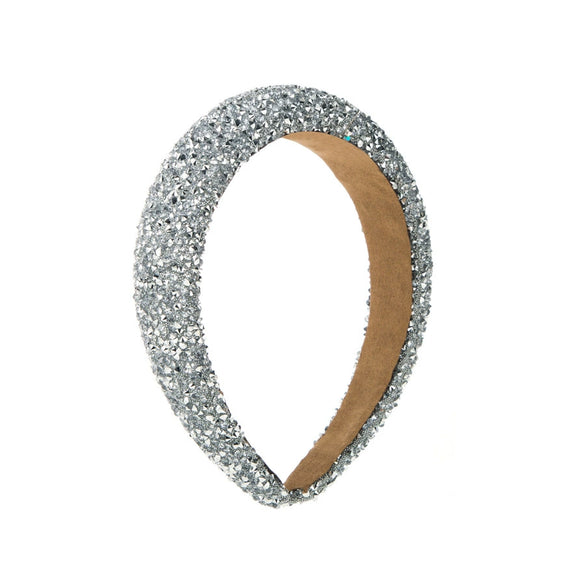 Wholesale Women's Hair Accessories Sponge Wide Edge Headband With Inlaid Small Rhinestones Pure Handmade Geometric Style Non Slip