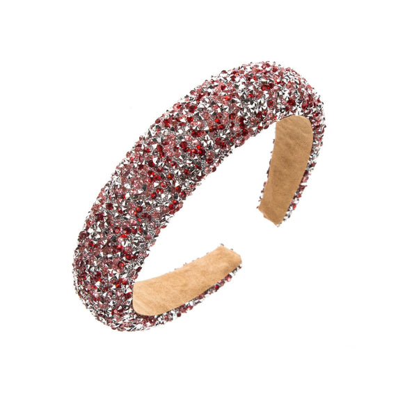 Wholesale Women's Hair Accessories Sponge Wide Edge Headband With Inlaid Small Rhinestones Pure Handmade Geometric Style Non Slip