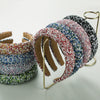 Wholesale Women's Hair Accessories Sponge Wide Edge Headband With Inlaid Small Rhinestones Pure Handmade Geometric Style Non Slip