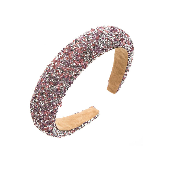 Wholesale Women's Hair Accessories Sponge Wide Edge Headband With Inlaid Small Rhinestones Pure Handmade Geometric Style Non Slip