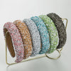 Wholesale Women's Hair Accessories Sponge Wide Edge Headband With Inlaid Small Rhinestones Pure Handmade Geometric Style Non Slip