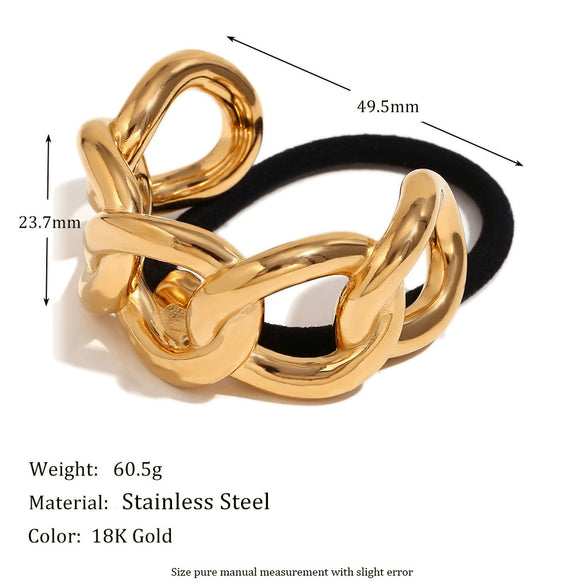 Wholesale Women's Hair Accessories Stainless Steel 18K Gold Plated Semicircle Chain Geometric Style