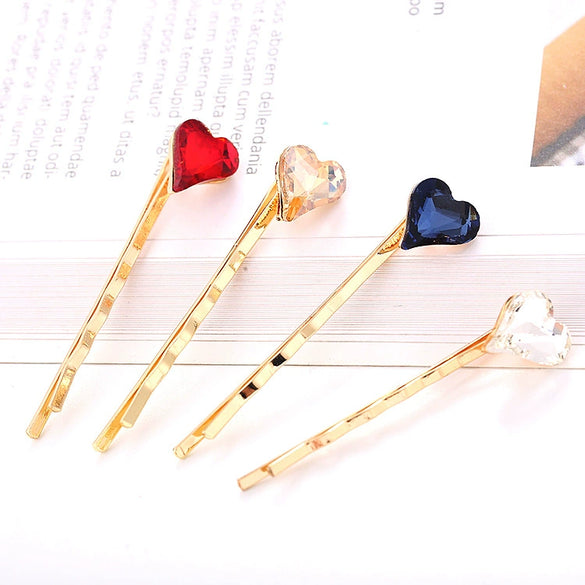 Wholesale Women's Hair Accessories Zinc Alloy Heart Side Clip Bangs Clip Electroplating