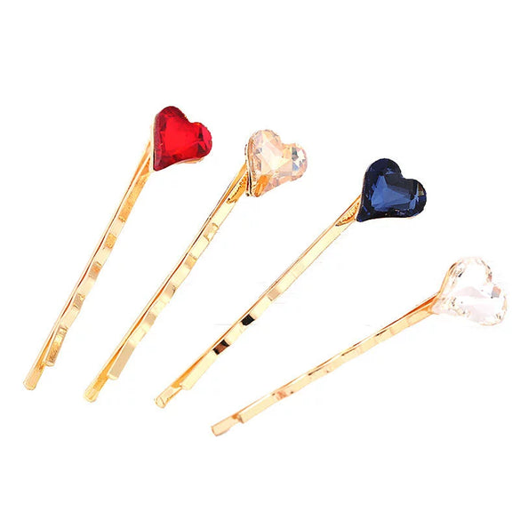 Wholesale Women's Hair Accessories Zinc Alloy Heart Side Clip Bangs Clip Electroplating