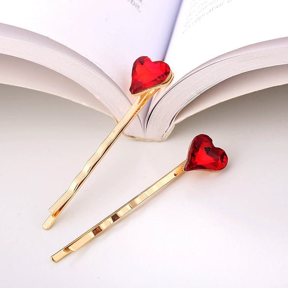 Wholesale Women's Hair Accessories Zinc Alloy Heart Side Clip Bangs Clip Electroplating