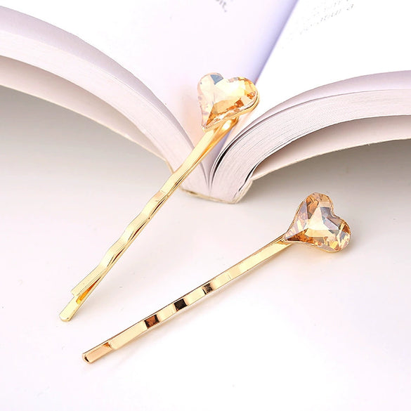Wholesale Women's Hair Accessories Zinc Alloy Heart Side Clip Bangs Clip Electroplating