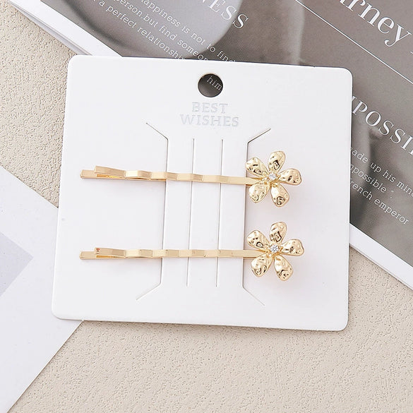 Wholesale Women's Hair Clip Alloy Golden Flower Antique Style Electroplated