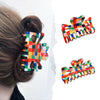 Wholesale Women's Hair Grab Clip Pvc Openwork Bow Handmade Retro Color Checkerboard Style