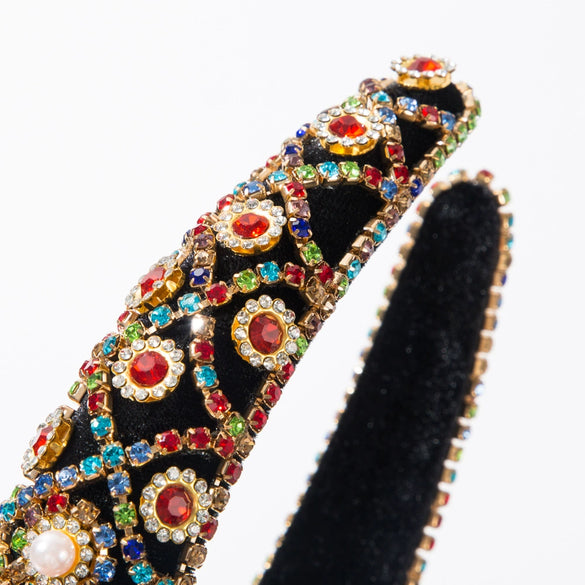 Wholesale Women's Hair Hoop Cloth Retro Baroque Heavy Industry Diamond Inlaid Headband Hair Accessories