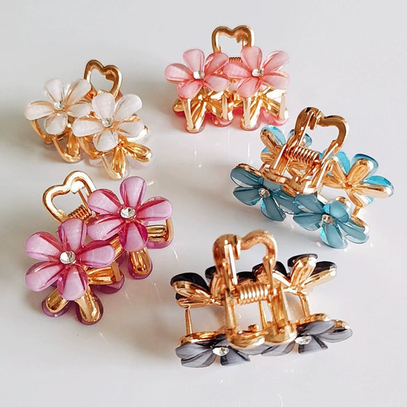 Wholesale Women's Hairpin Alloy Light Luxury Crystal Flower Shark Clip Electroplated