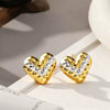 Wholesale Women's Hammered Electroplated Geometric Heart Stainless Steel Earrings Sweet And Cool Ins Style