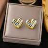Wholesale Women's Hammered Electroplated Geometric Heart Stainless Steel Earrings Sweet And Cool Ins Style
