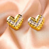 Wholesale Women's Hammered Electroplated Geometric Heart Stainless Steel Earrings Sweet And Cool Ins Style