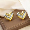 Wholesale Women's Hammered Electroplated Geometric Heart Stainless Steel Earrings Sweet And Cool Ins Style