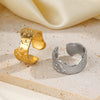 Wholesale Women's Hammered Stainless Steel Open Adjustable Ring With Geometric Pattern 18K Gold Plated