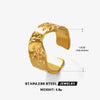 Wholesale Women's Hammered Stainless Steel Open Adjustable Ring With Geometric Pattern 18K Gold Plated