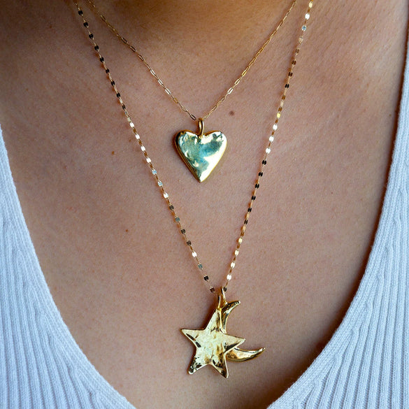 Wholesale Women's Hand Hammered Copper Gold Plated Love Necklace With Star Shape Celestial Pendant Diy Accessories