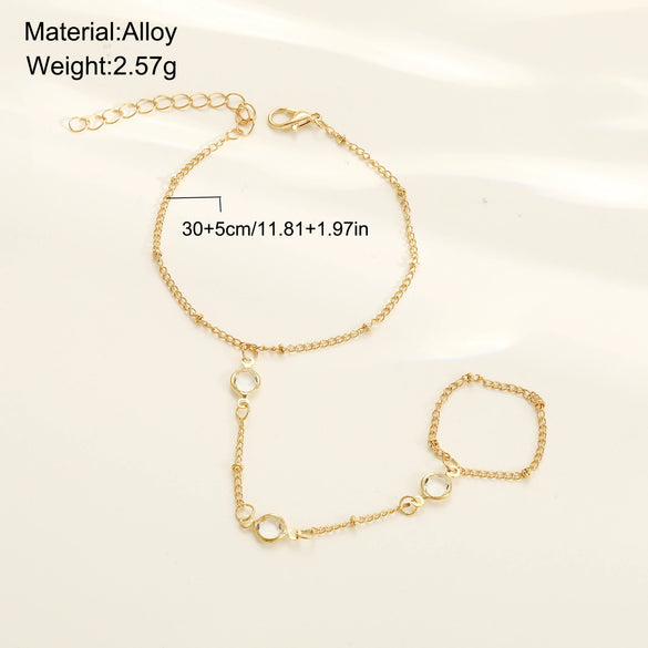 Wholesale Women's Hand Jewelry Alloy Geometric Ring Bracelet Electroplated Design Fashionable Creative Simple Trendy