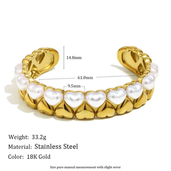 Wholesale Women's Hand Jewelry Geometric Fashion Stainless Steel 18K Gold Plated Heart Bracelet