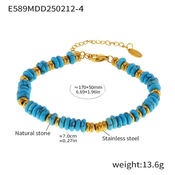 Wholesale Women's Hand Jewelry Light Luxury Geometric Style Titanium Steel Goldplated Beads With Natural Stone