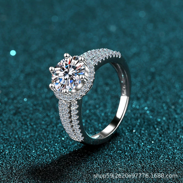 Wholesale Women's Hand Jewelry S925 Sterling Silver Geometric Moissanite Ring