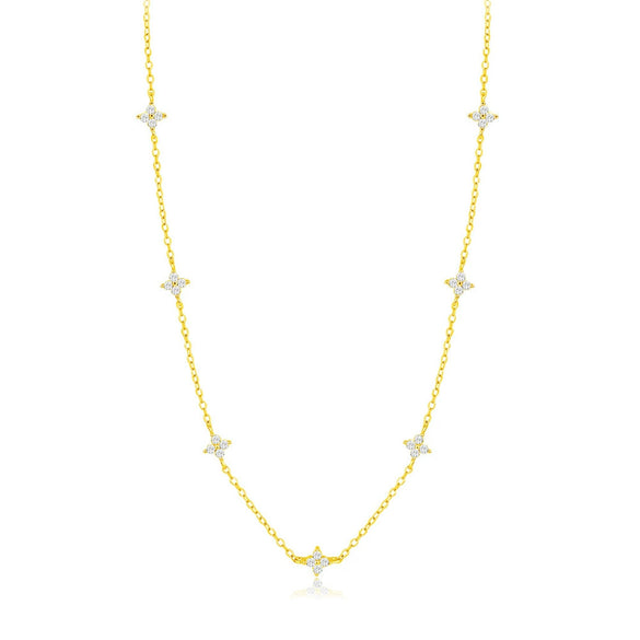 Wholesale Women's Hand Jewelry Set S925 Sterling Silver Fourleaf Clover Pattern Elegant Electroplated Necklace Bracelet Earrings Set