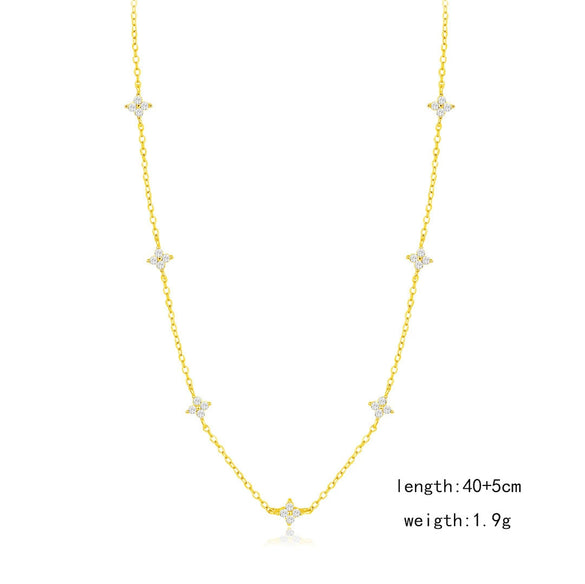 Wholesale Women's Hand Jewelry Set S925 Sterling Silver Fourleaf Clover Pattern Elegant Electroplated Necklace Bracelet Earrings Set