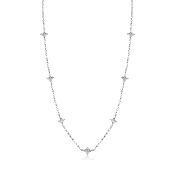 Wholesale Women's Hand Jewelry Set S925 Sterling Silver Fourleaf Clover Pattern Elegant Electroplated Necklace Bracelet Earrings Set