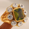 Wholesale Women's Hand Jewelry Stainless Steel 18K Plated Geometric Flowershaped Square Small Round Zirconium Ring Light Luxury Style