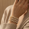 Wholesale Women's Handassembled Geometric Stainless Steel 18K Gold Plated Imitation Pearl Bracelet