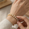 Wholesale Women's Handassembled Geometric Stainless Steel 18K Gold Plated Imitation Pearl Bracelet