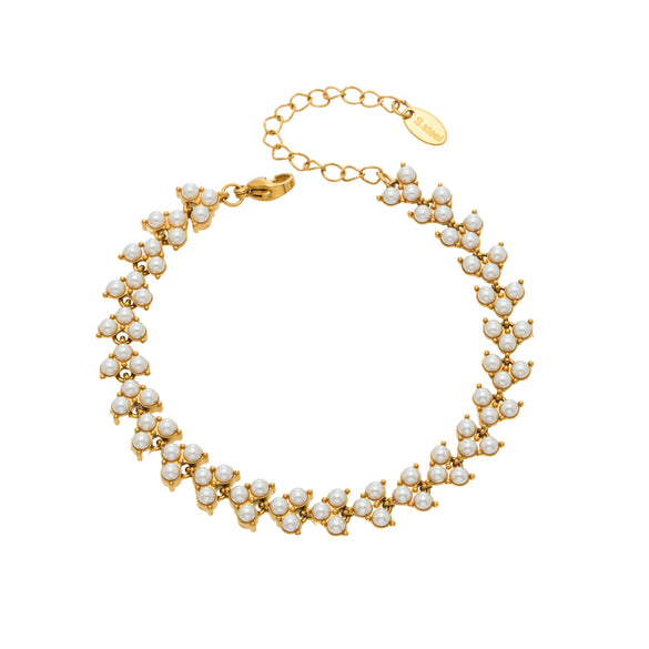 Wholesale Women's Handassembled Geometric Stainless Steel 18K Gold Plated Imitation Pearl Bracelet