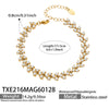 Wholesale Women's Handassembled Geometric Stainless Steel 18K Gold Plated Imitation Pearl Bracelet
