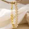Wholesale Women's Handassembled Geometric Stainless Steel 18K Gold Plated Imitation Pearl Bracelet