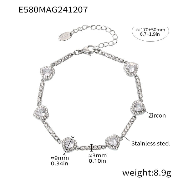 Wholesale Women's Handinlaid Geometric Zircon Stainless Steel Gestational Bracelet Combination Pvd Plated With 18K Gold For Color Protection
