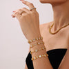 Wholesale Women's Handinlaid Geometric Zircon Stainless Steel Gestational Bracelet Combination Pvd Plated With 18K Gold For Color Protection