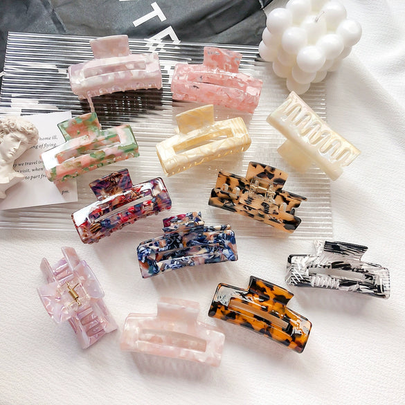 Wholesale Women's Handmade Acetate Sheet Square Hair Grab Clip Elegant Early Spring Hair Accessory