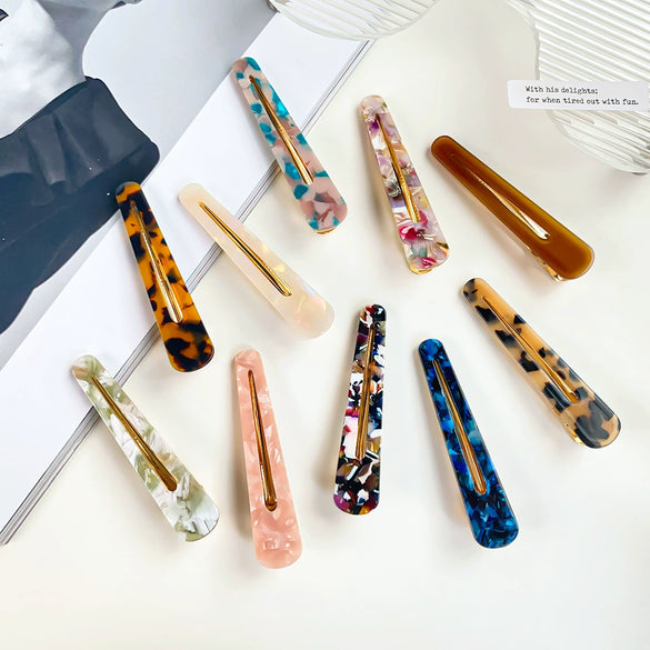 Wholesale Women's Handmade Acetic Acid Duckbill Clip Retro Geometric Hair Accessory