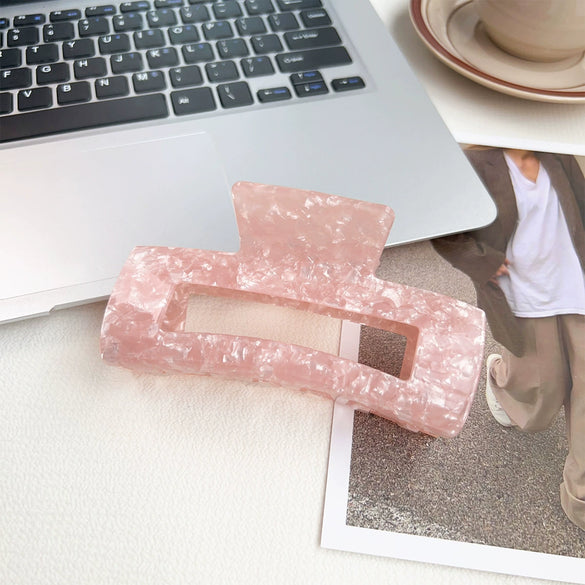 Wholesale Women's Handmade Acetic Acid Plate Shark Hair Grab Clip With Checkerboard Pattern