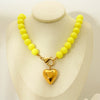 Wholesale Women's Handmade Acrylic Ball Chain Necklace With 18K Gold Plated Heart Stainless Steel Pendant